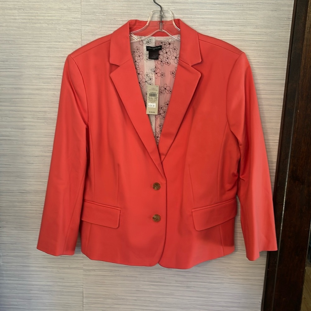 Ann Taylor bracelet sleeve blazer in deep peach